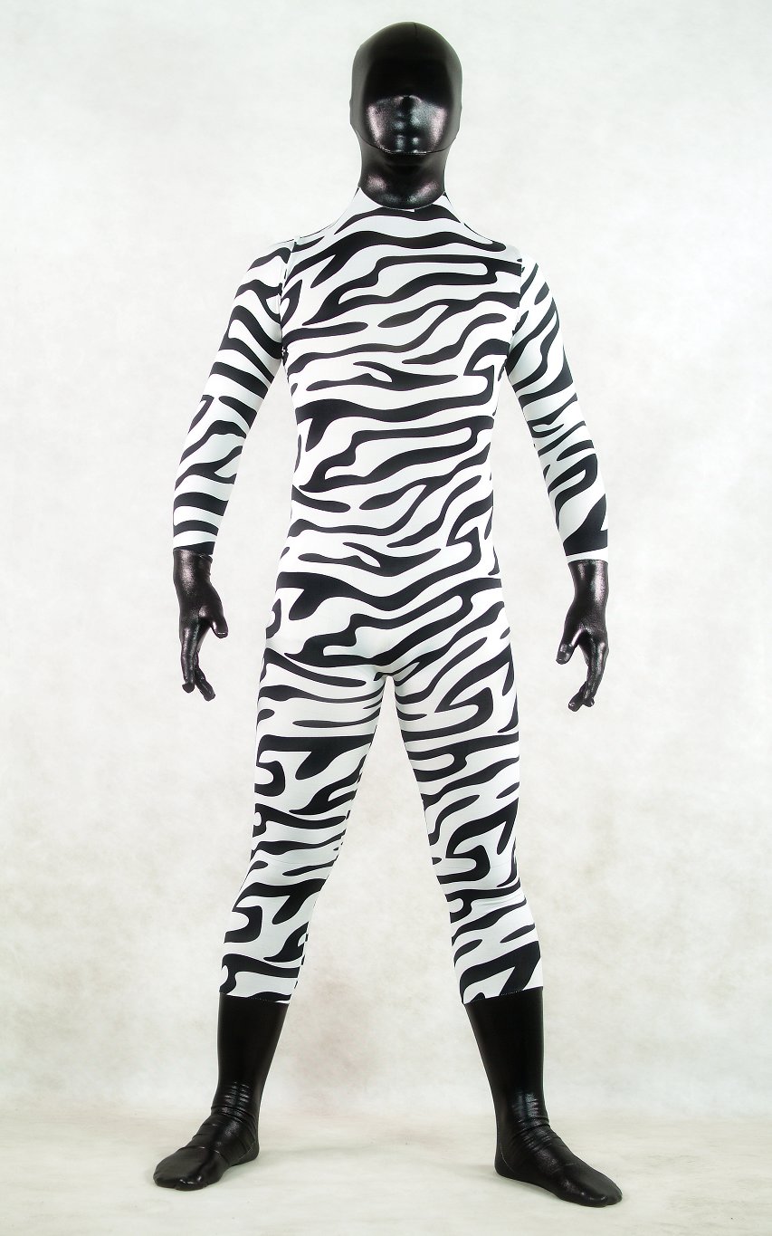 Zebra Print Black Head Halloween Costume Zentai